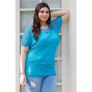 Plus Size Stripe Short Sleeve Top